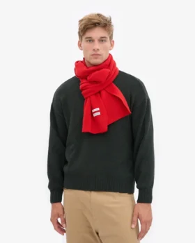 Bufanda de lana merina – Rojo mandarina