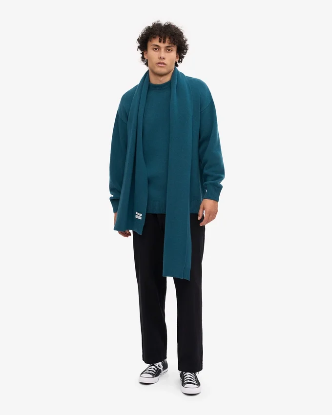 Bufanda de lana merina - Verde océano