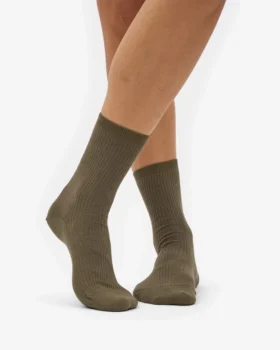 Calcetines Classic Organic de algodón orgánico para mujer – Verde oliva apagado