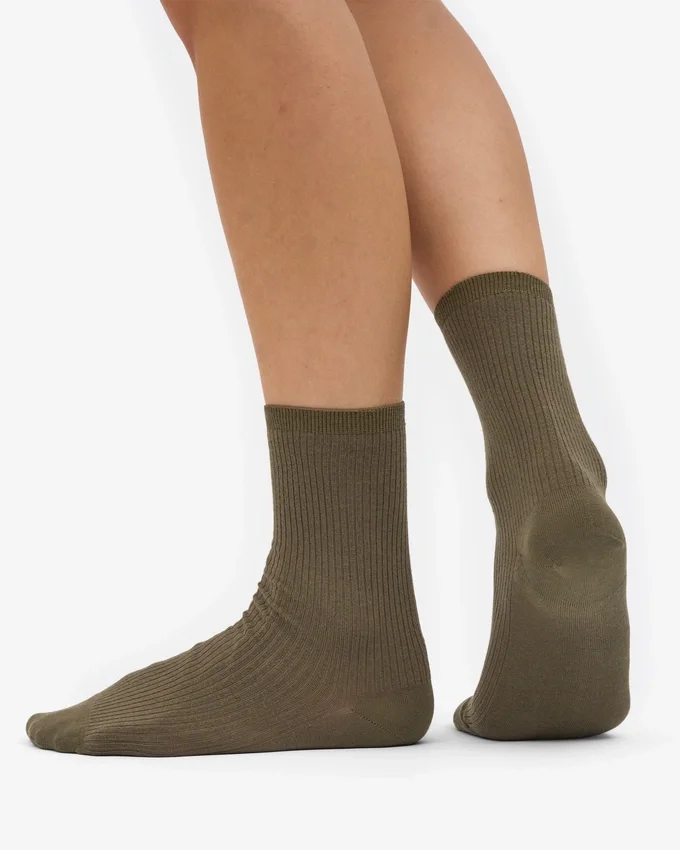Calcetines Classic Organic de algodón orgánico para mujer - Verde oliva apagado