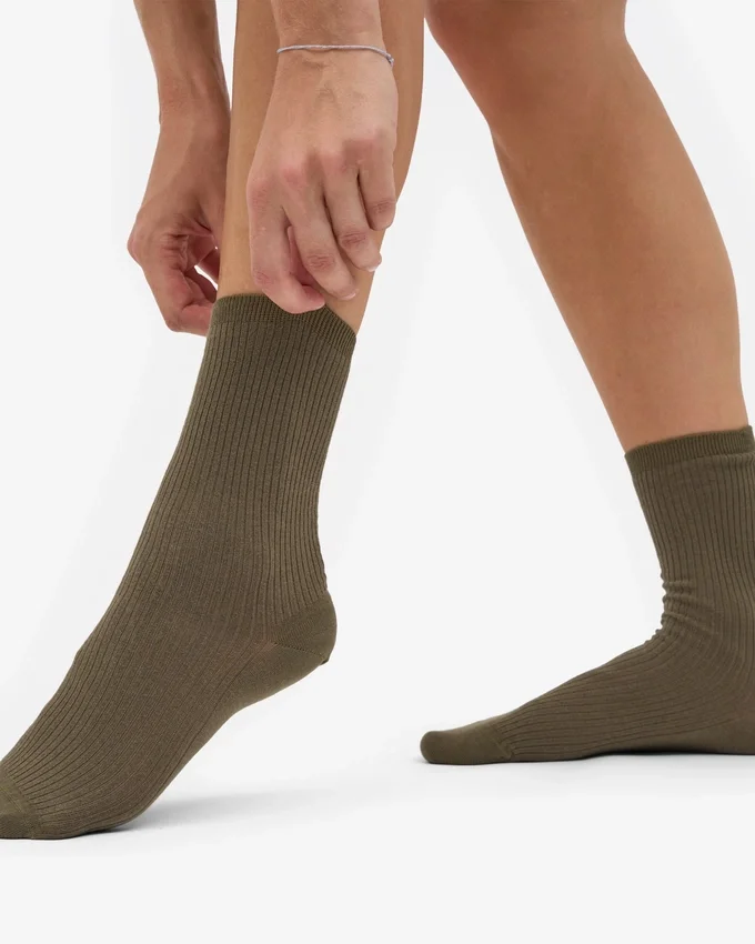 Calcetines Classic Organic de algodón orgánico para mujer - Verde oliva apagado