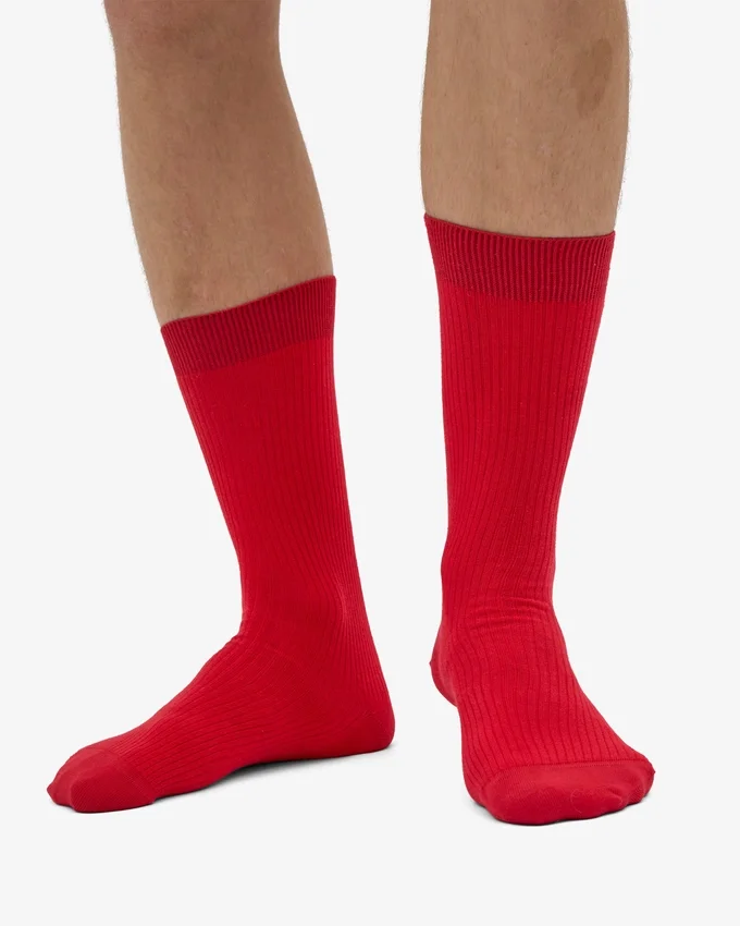 Calcetines Classic Organic de algodón orgánico - Rojo escarlata