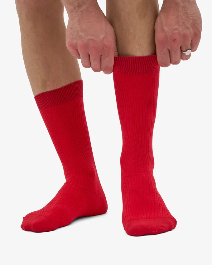 Calcetines Classic Organic de algodón orgánico - Rojo escarlata