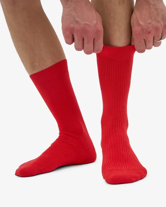 Calcetines Classic Organic de algodón orgánico - Rojo mandarina