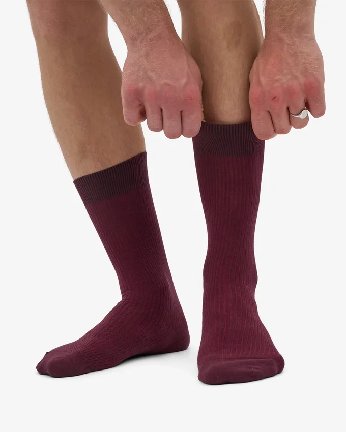 Calcetines Classic Organic de algodón orgánico - Rojo sangre