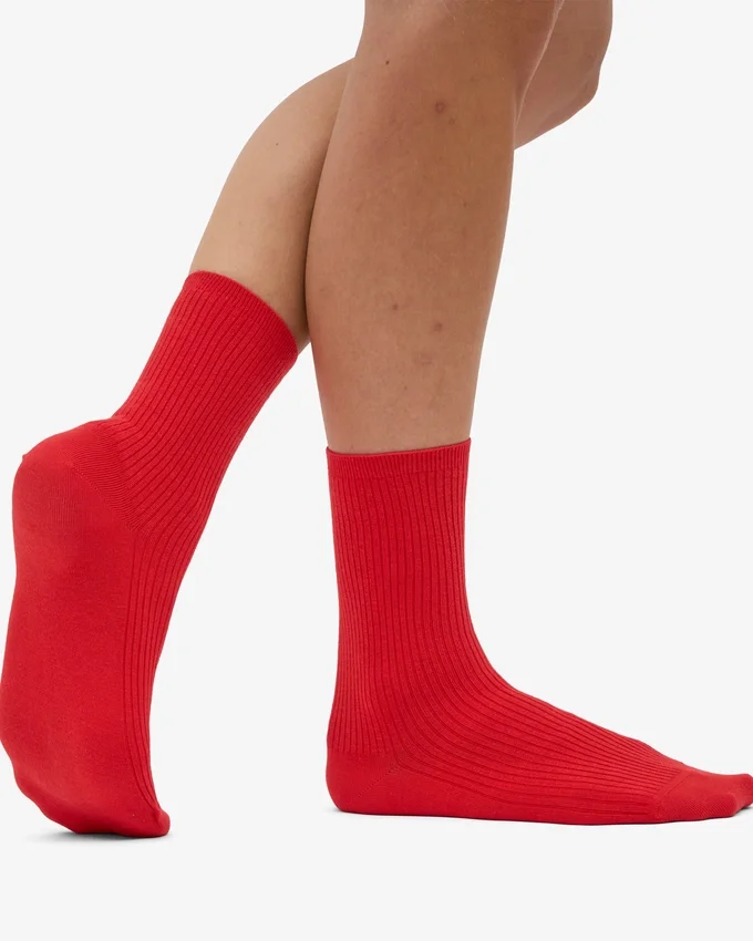 Calcetines Classic Organic de algodón para mujer - Mandarina roja