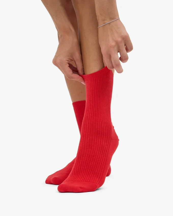 Calcetines Classic Organic de algodón para mujer - Mandarina roja