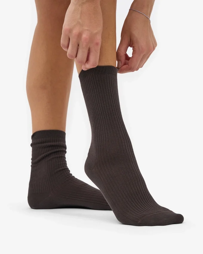 Calcetines Classic Organic de algodón para mujer - Marrón café