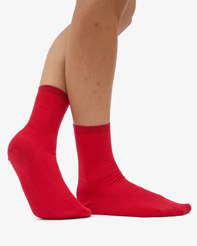 Calcetines Classic Organic de algodón para mujer - Rojo escarlata