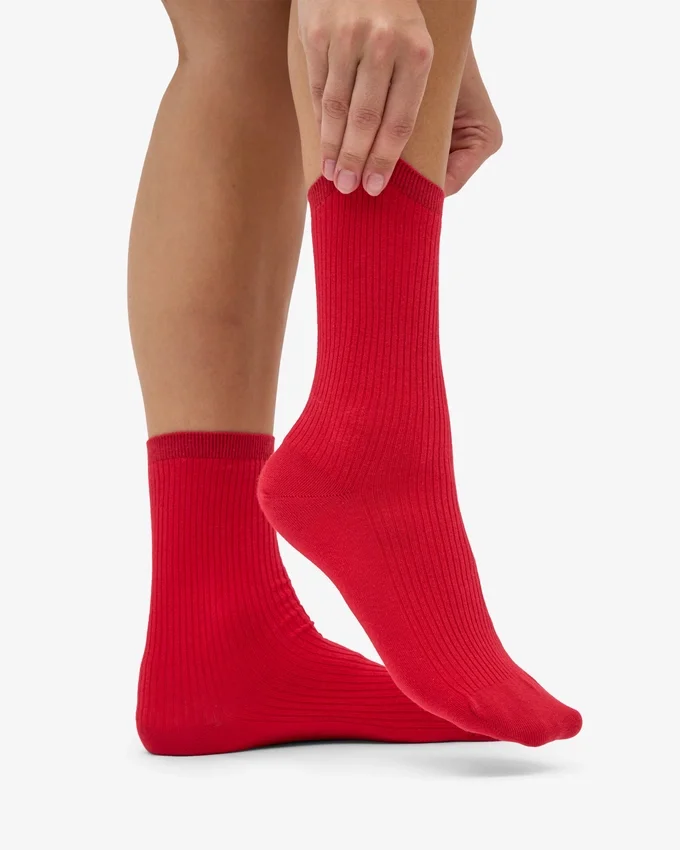 Calcetines Classic Organic de algodón para mujer - Rojo escarlata