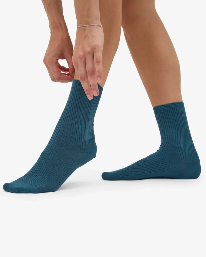 Calcetines Classic Organic de algodón para mujer - Verde océano