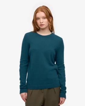 Calcetines clásicos de lana merina para mujer – Verde océano