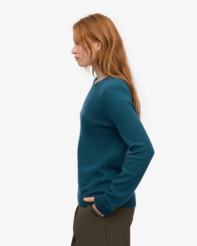 Calcetines clásicos de lana merina para mujer - Verde océano