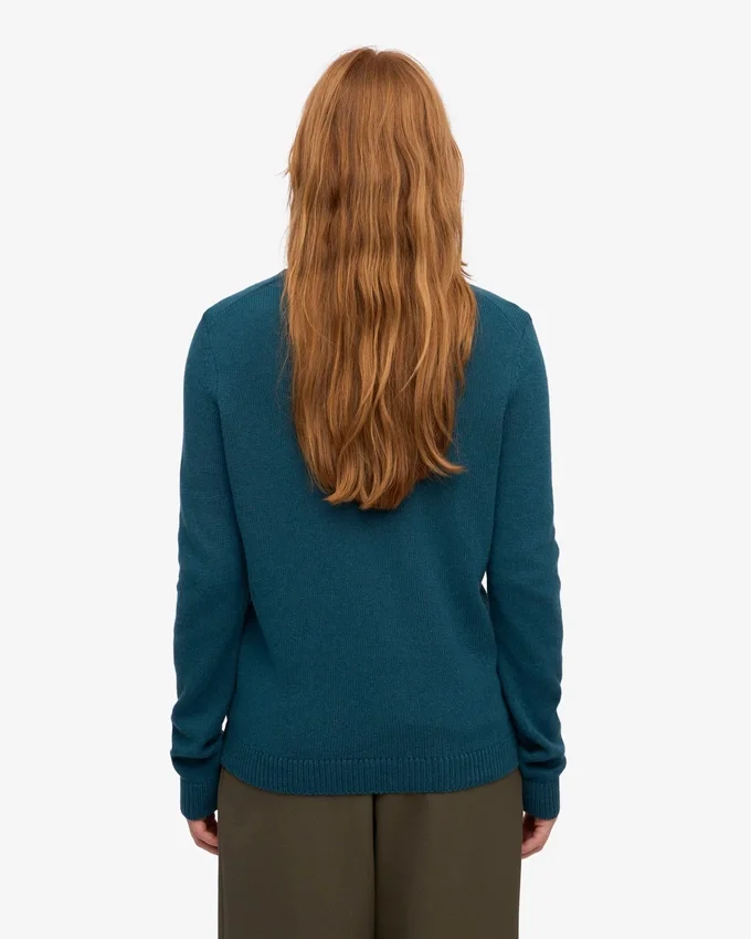Calcetines clásicos de lana merina para mujer - Verde océano