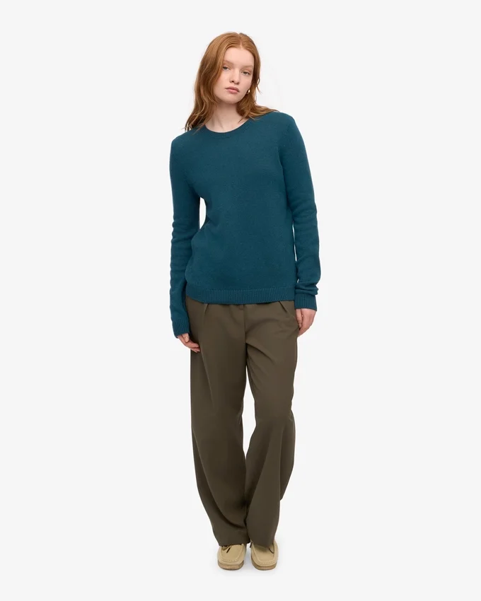 Calcetines clásicos de lana merina para mujer - Verde océano