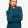 Calcetines clásicos de lana merina para mujer - Verde océano