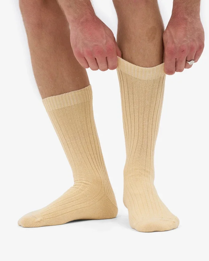 Calcetines de mezcla de lana merina - Amarillo suave