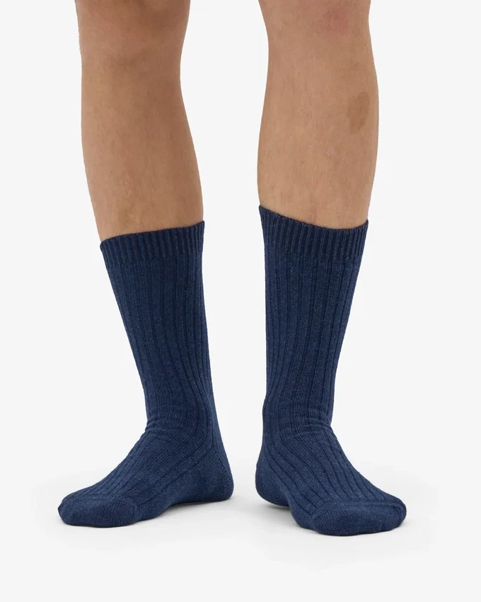 Calcetines de mezcla de lana merina - Azul marino