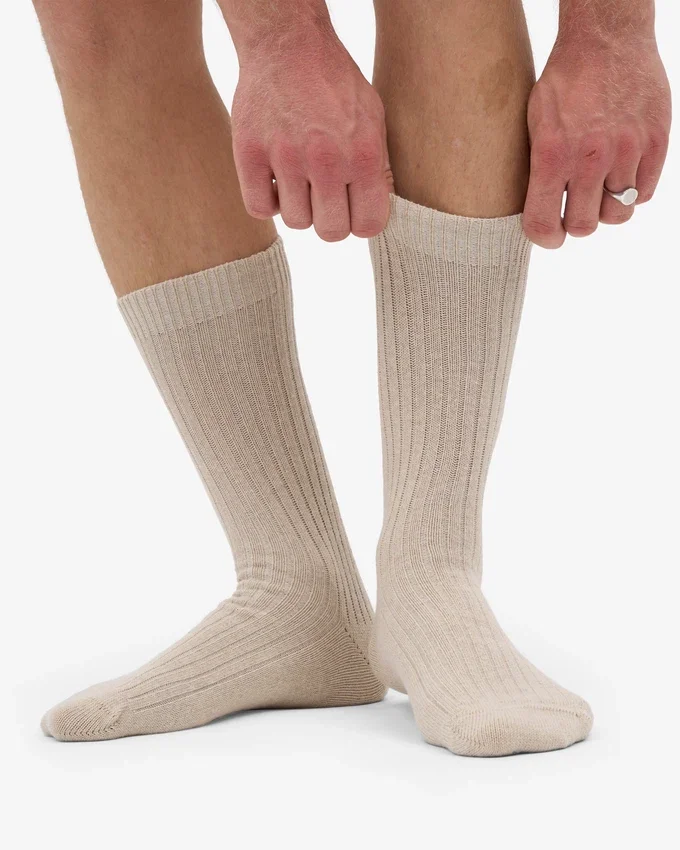 Calcetines de mezcla de lana merina - Blanco marfil