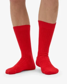 Calcetines de mezcla de lana merina – Rojo mandarina