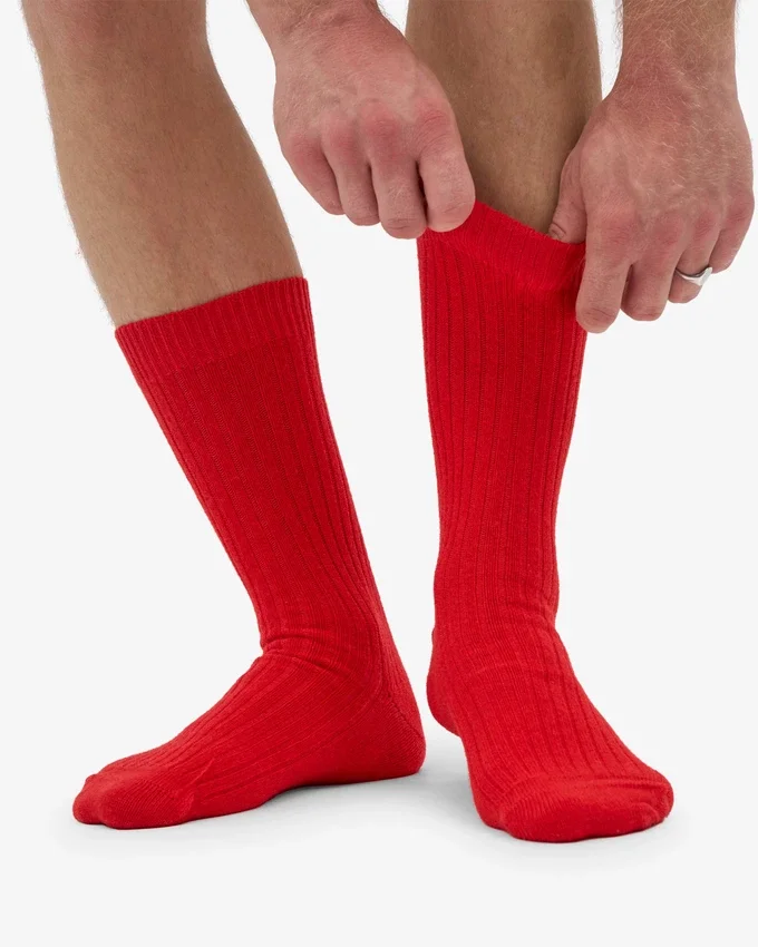 Calcetines de mezcla de lana merina - Rojo mandarina