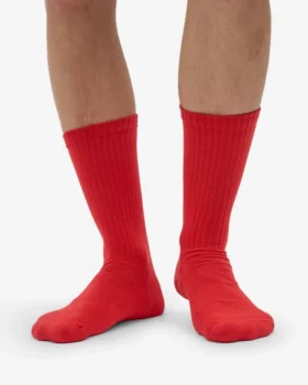 Calcetines deportivos de algodón orgánico – Rojo mandarina
