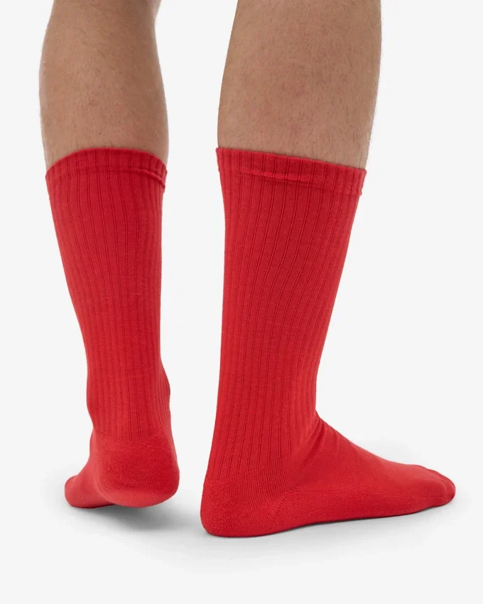 Calcetines deportivos de algodón orgánico - Rojo mandarina