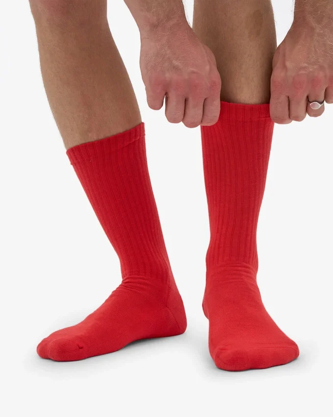 Calcetines deportivos de algodón orgánico - Rojo mandarina