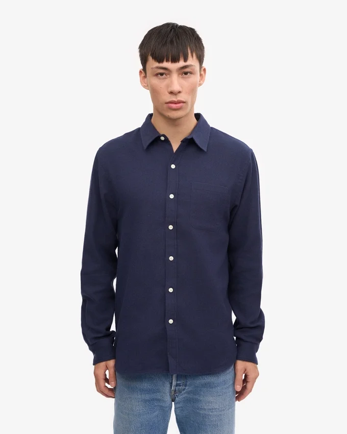 Camisa de franela orgánica - Azul marino
