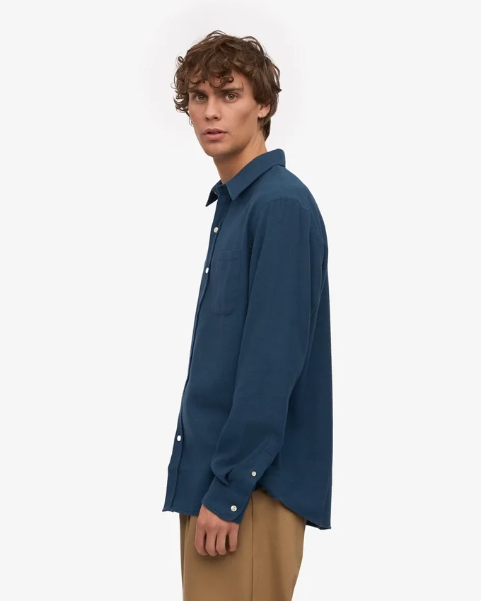 Camisa de franela orgánica - Azul petróleo
