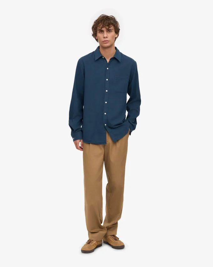Camisa de franela orgánica - Azul marino