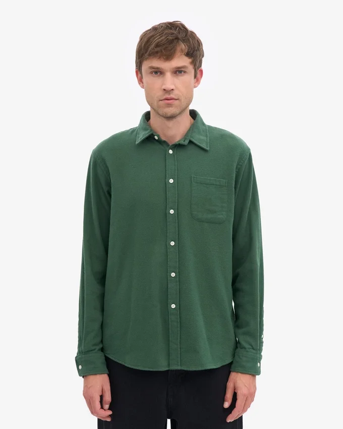 Camisa de franela orgánica - Verde esmeralda
