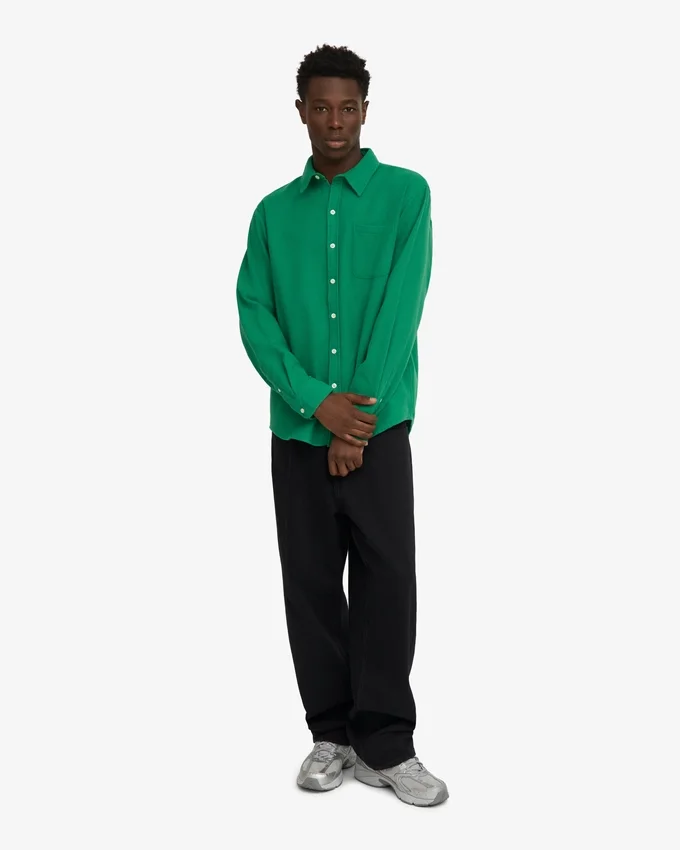Camisa de franela orgánica - Verde Kelly
