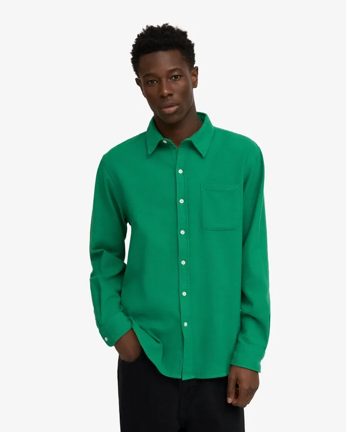 Camisa de franela orgánica - Verde Kelly