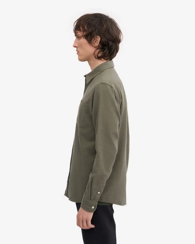 Camisa de franela orgánica - Verde oliva apagado