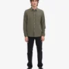 Camisa de franela orgánica - Verde oliva apagado
