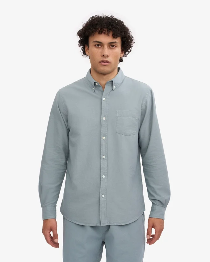 Camisa Organic Button Down - Azul acero