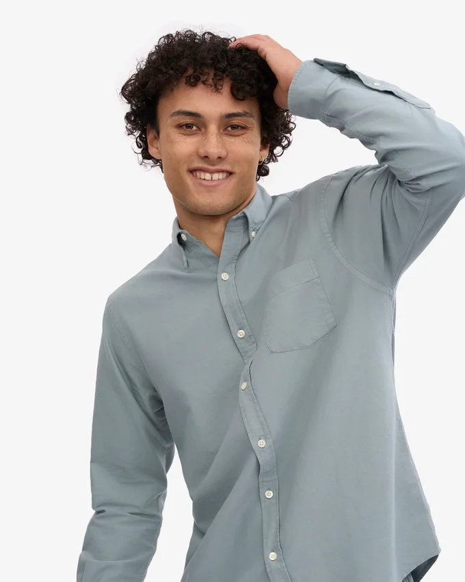 Camisa Organic Button Down - Azul acero