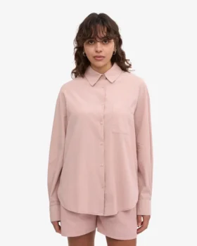 Camisa oversize de algodón orgánico – Rosa descolorido