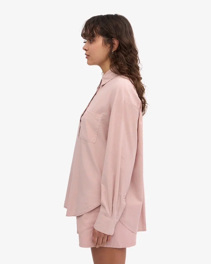 Camisa oversize de algodón orgánico - Rosa descolorido