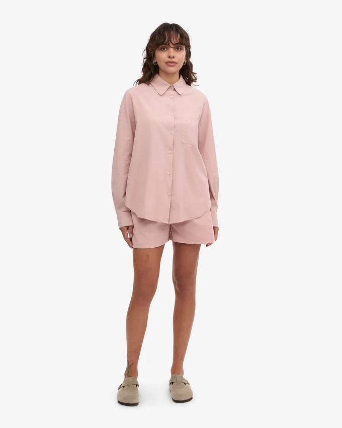 Camisa oversize de algodón orgánico - Rosa descolorido