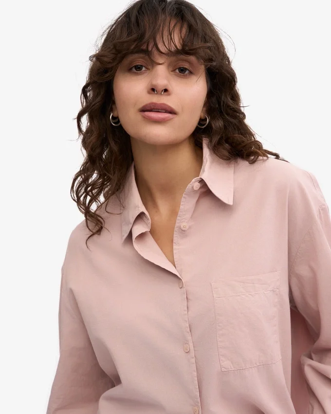 Camisa oversize de algodón orgánico - Rosa descolorido