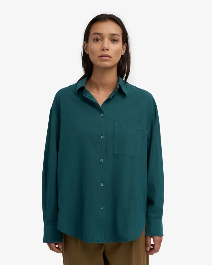 Camisa oversize de algodón orgánico - Verde océano