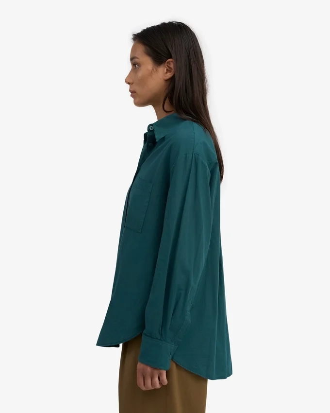 Camisa oversize de algodón orgánico - Verde océano