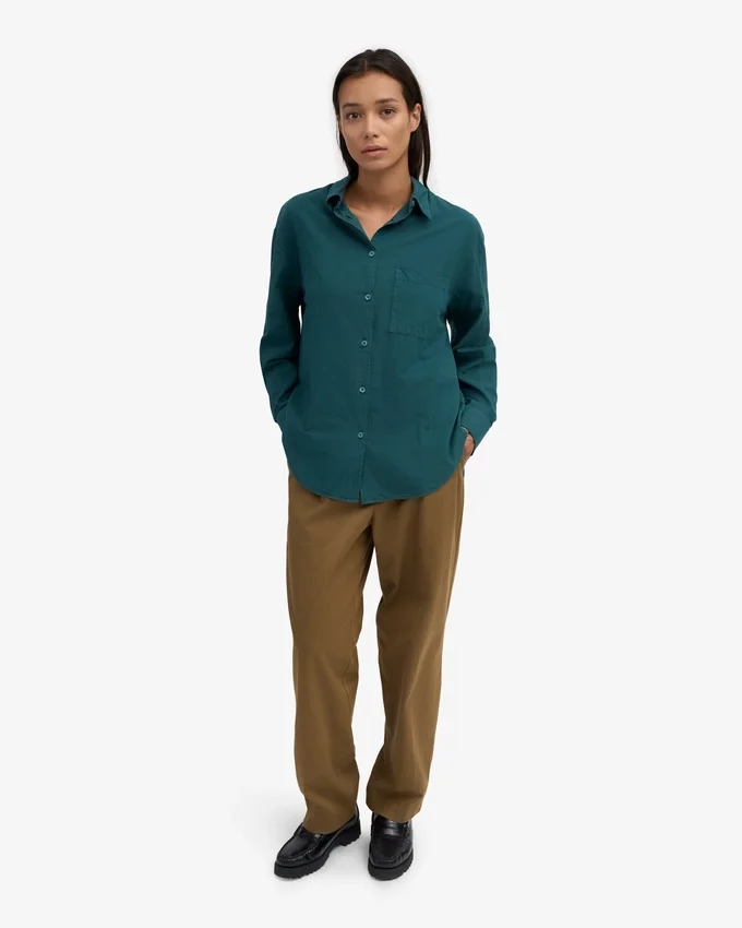 Camisa oversize de algodón orgánico - Verde océano