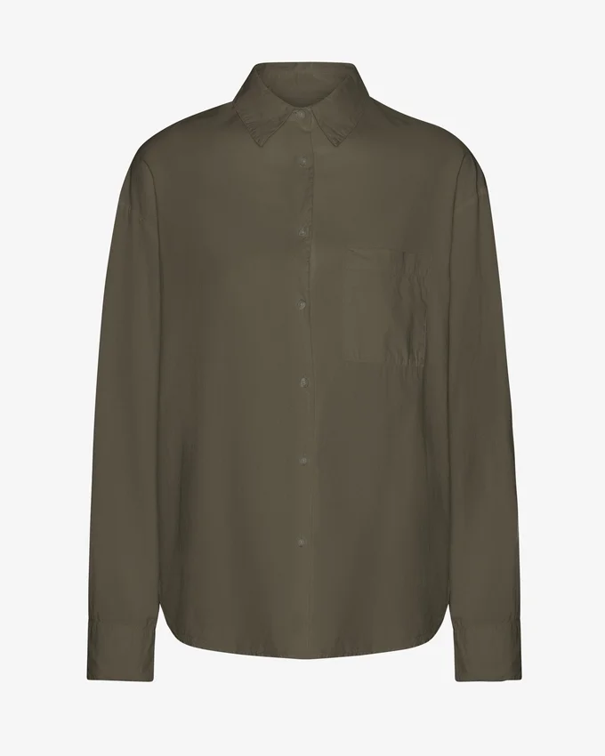 Camisa oversize de algodón orgánico - Verde oliva apagado