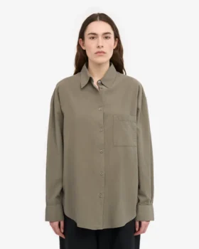 Camisa oversize de algodón orgánico – Verde oliva apagado