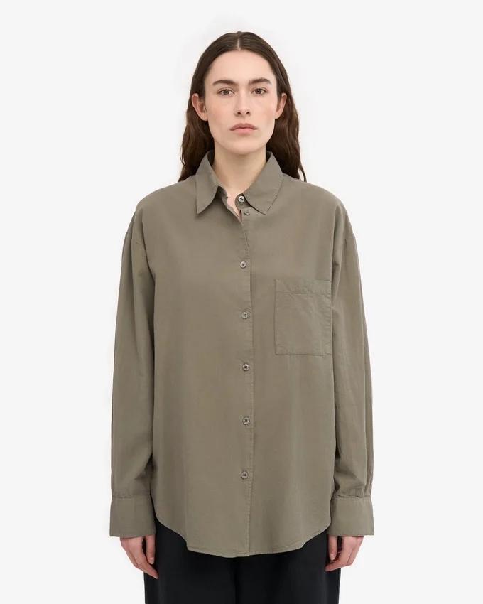 Camisa oversize de algodón orgánico - Verde oliva apagado