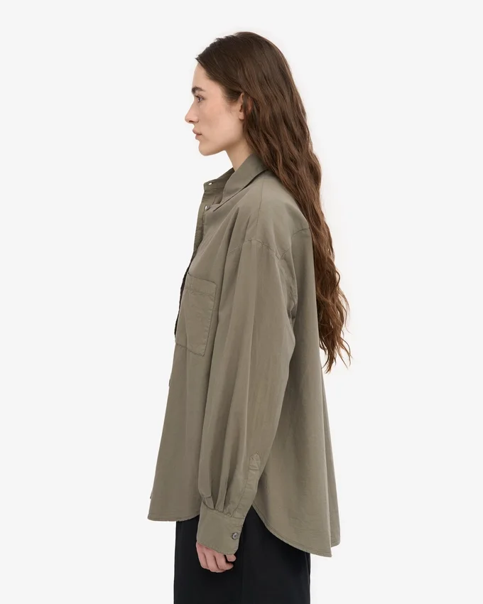 Camisa oversize de algodón orgánico - Verde oliva apagado