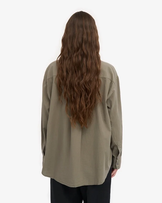 Camisa oversize de algodón orgánico - Verde oliva apagado